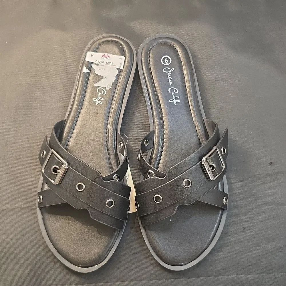 BRAND NEW JESSICA CARLYLE WOMENS STRAPPY DOME-STUD EMBELLISHED SANDAL